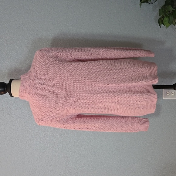 LAUREN RALPH LAUREN Pink Mock Neck Cable Knit Pattern Sweater Sz XL cottagecore - Picture 9 of 12